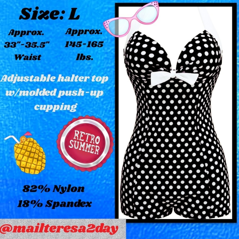 💖1950's Vintage Inspired 1-Piece Romper Swimsuit